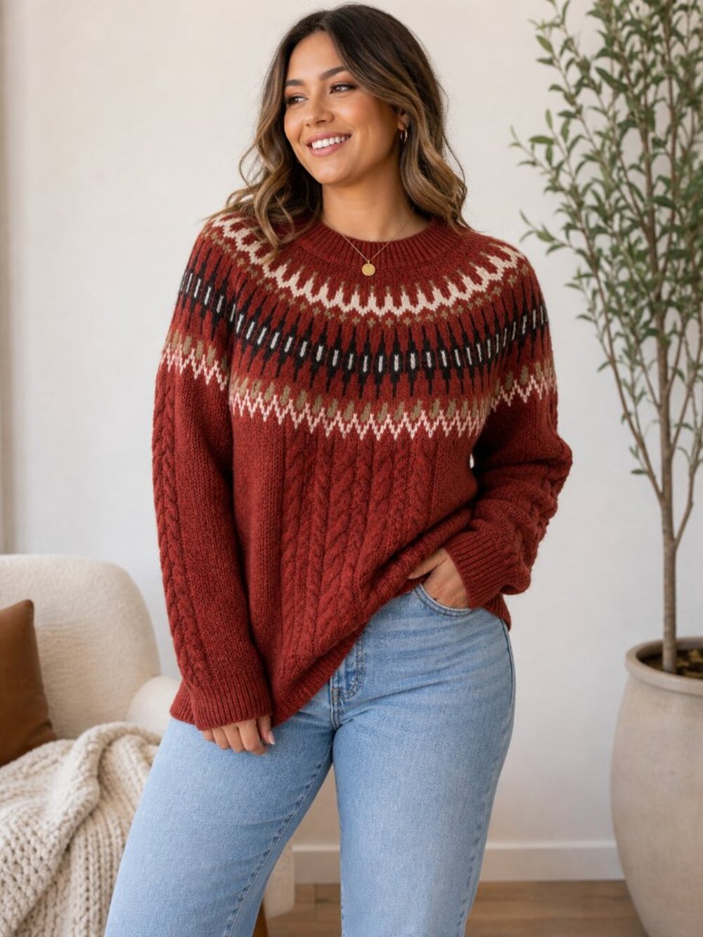Wind River Heritage Fair Isle Knit Sweater XL Cozy Cabin Winter Pullover